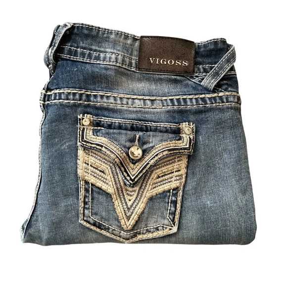 LAST CALL Vigoss The New York Capri Jeans Size 16 Embellished Rhinestones - Picture 1 of 10